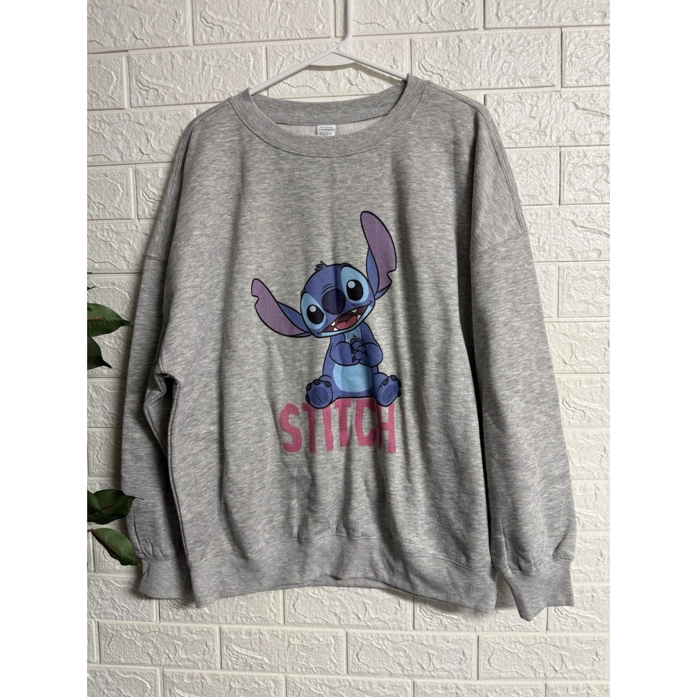 Lilo & Stitch Crew Neck Gray Oversized Sweatshirt Size S Adult. NWOT